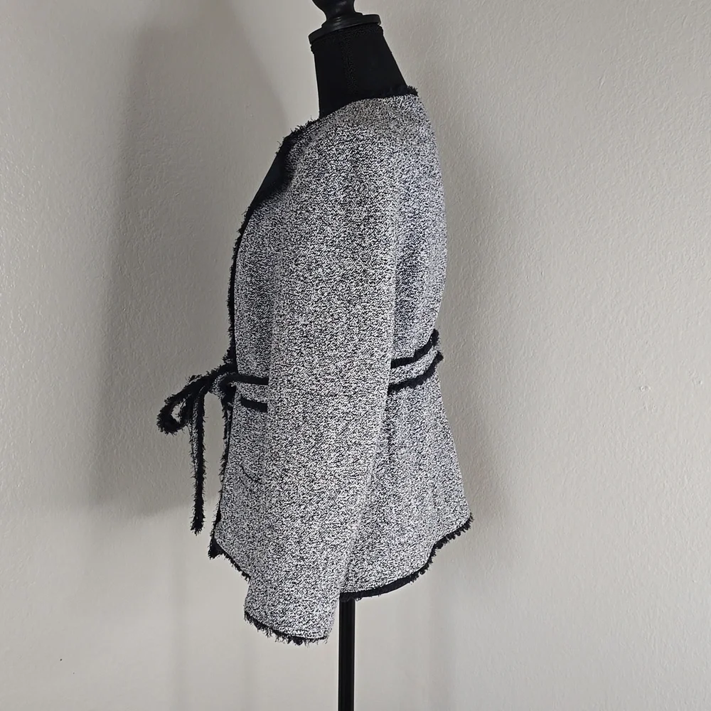 Ann Taylor Tweed Blazer in Blue and White Size 12 - Picture 3 of 4